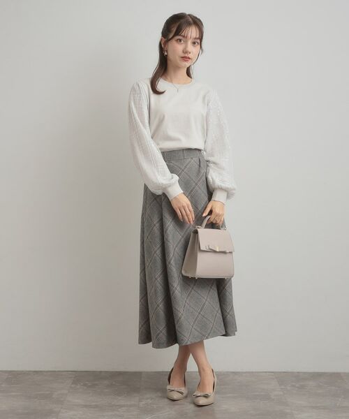 Couture Brooch / クチュールブローチ ニット・セーター | 【フェミニン・着映え】袖チェックチュール ドッキングニット | 詳細1