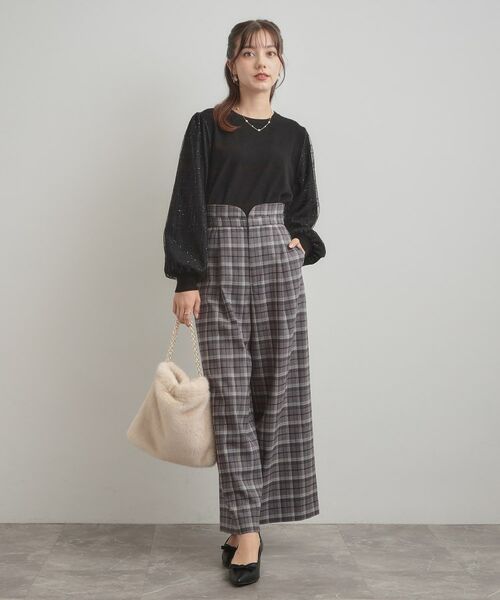 Couture Brooch / クチュールブローチ ニット・セーター | 【フェミニン・着映え】袖チェックチュール ドッキングニット | 詳細10