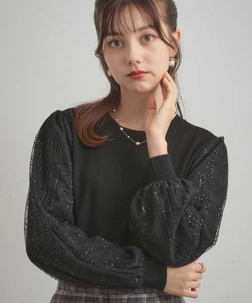 Couture Brooch / クチュールブローチ ニット・セーター | 【フェミニン・着映え】袖チェックチュール ドッキングニット | 詳細13