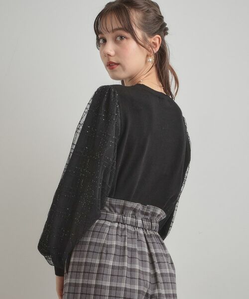 Couture Brooch / クチュールブローチ ニット・セーター | 【フェミニン・着映え】袖チェックチュール ドッキングニット | 詳細15