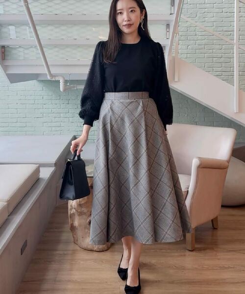 Couture Brooch / クチュールブローチ ニット・セーター | 【フェミニン・着映え】袖チェックチュール ドッキングニット | 詳細16