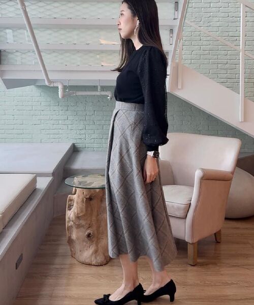 Couture Brooch / クチュールブローチ ニット・セーター | 【フェミニン・着映え】袖チェックチュール ドッキングニット | 詳細17