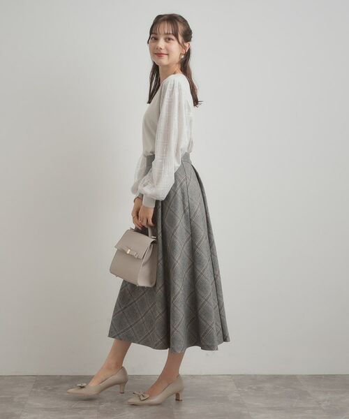 Couture Brooch / クチュールブローチ ニット・セーター | 【フェミニン・着映え】袖チェックチュール ドッキングニット | 詳細2