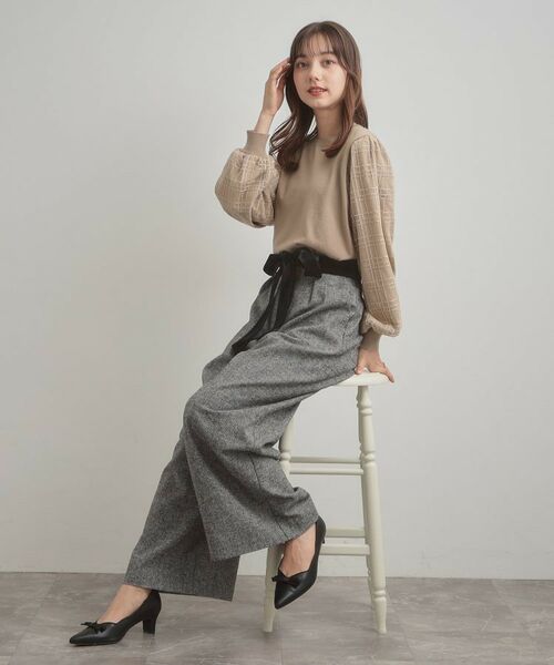 Couture Brooch / クチュールブローチ ニット・セーター | 【フェミニン・着映え】袖チェックチュール ドッキングニット | 詳細20