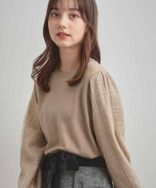 Couture Brooch / クチュールブローチ ニット・セーター | 【フェミニン・着映え】袖チェックチュール ドッキングニット | 詳細24