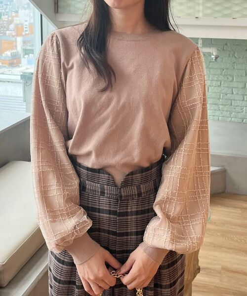 Couture Brooch / クチュールブローチ ニット・セーター | 【フェミニン・着映え】袖チェックチュール ドッキングニット | 詳細29