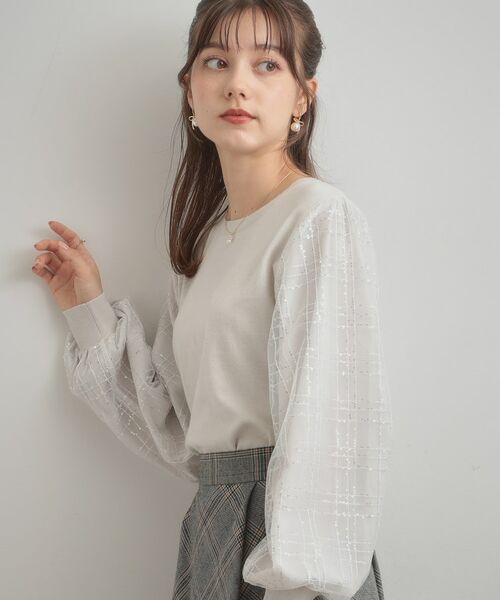 Couture Brooch / クチュールブローチ ニット・セーター | 【フェミニン・着映え】袖チェックチュール ドッキングニット | 詳細5