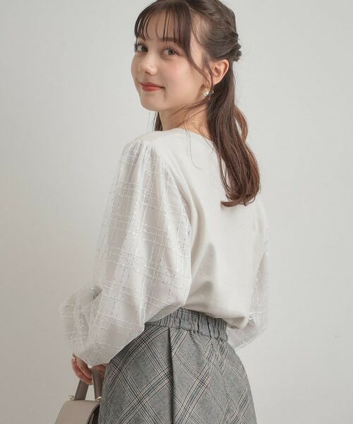 Couture Brooch / クチュールブローチ ニット・セーター | 【フェミニン・着映え】袖チェックチュール ドッキングニット | 詳細6