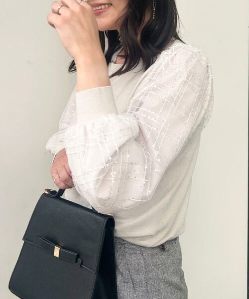 Couture Brooch / クチュールブローチ ニット・セーター | 【フェミニン・着映え】袖チェックチュール ドッキングニット | 詳細9