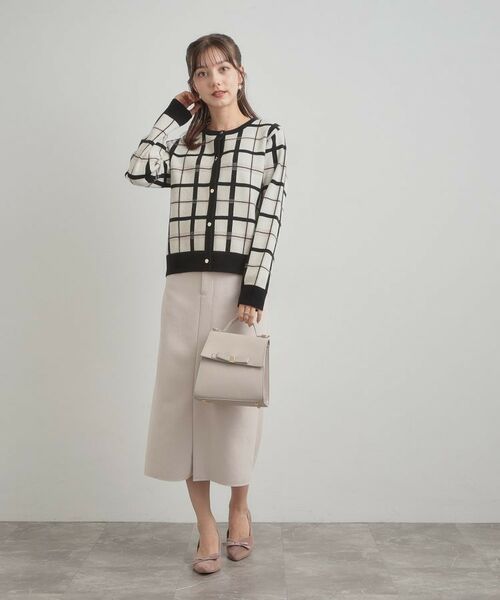 Couture Brooch / クチュールブローチ カーディガン・ボレロ | 【大人可愛い・通勤】チェックジャカード ニットカーディガン | 詳細1