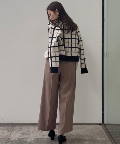 Couture Brooch / クチュールブローチ カーディガン・ボレロ | 【大人可愛い・通勤】チェックジャカード ニットカーディガン | 詳細13