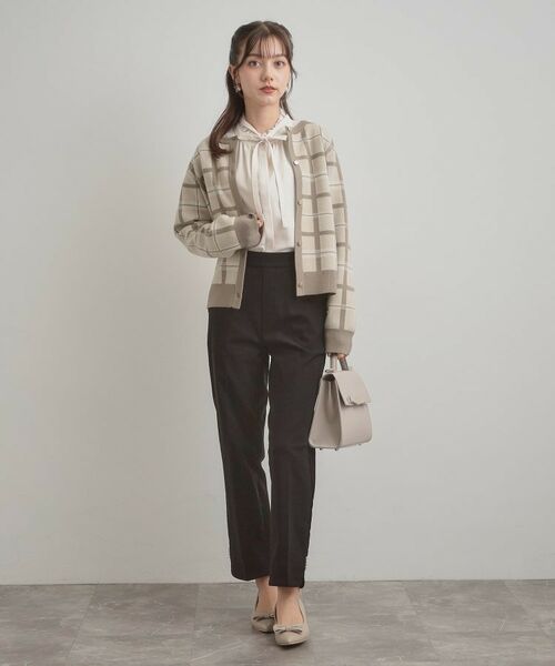 Couture Brooch / クチュールブローチ カーディガン・ボレロ | 【大人可愛い・通勤】チェックジャカード ニットカーディガン | 詳細15