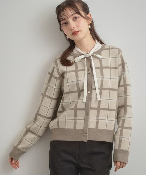 Couture Brooch / クチュールブローチ カーディガン・ボレロ | 【大人可愛い・通勤】チェックジャカード ニットカーディガン | 詳細17