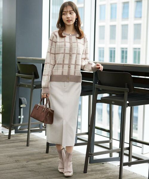 Couture Brooch / クチュールブローチ カーディガン・ボレロ | 【大人可愛い・通勤】チェックジャカード ニットカーディガン | 詳細21