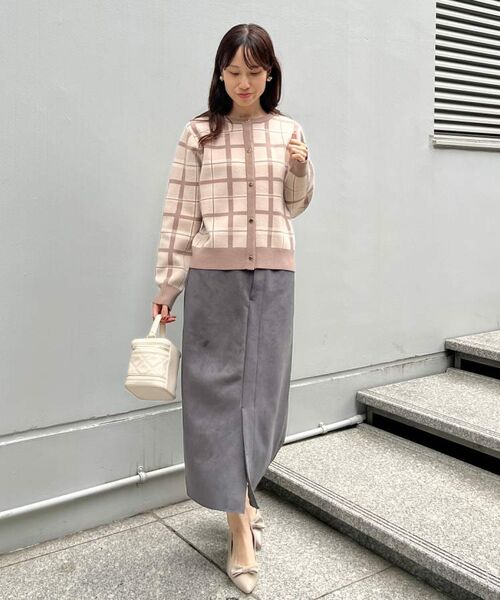 Couture Brooch / クチュールブローチ カーディガン・ボレロ | 【大人可愛い・通勤】チェックジャカード ニットカーディガン | 詳細23