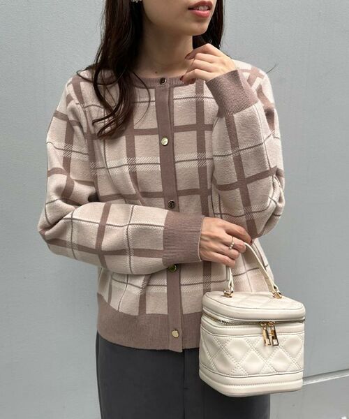 Couture Brooch / クチュールブローチ カーディガン・ボレロ | 【大人可愛い・通勤】チェックジャカード ニットカーディガン | 詳細26