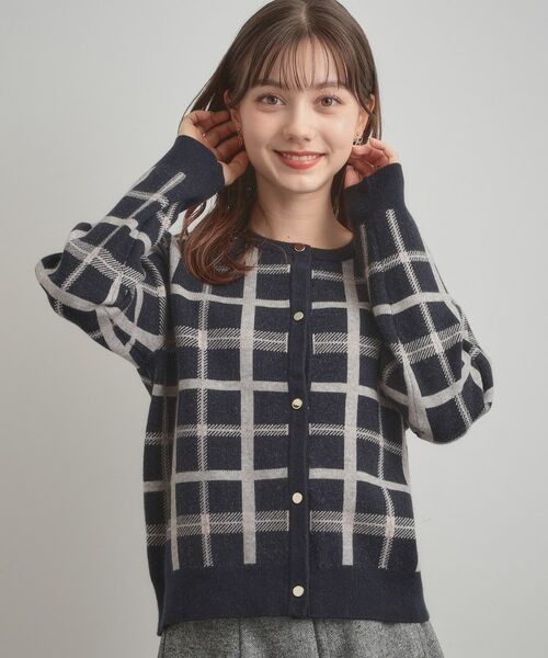 Couture Brooch / クチュールブローチ カーディガン・ボレロ | 【大人可愛い・通勤】チェックジャカード ニットカーディガン | 詳細30
