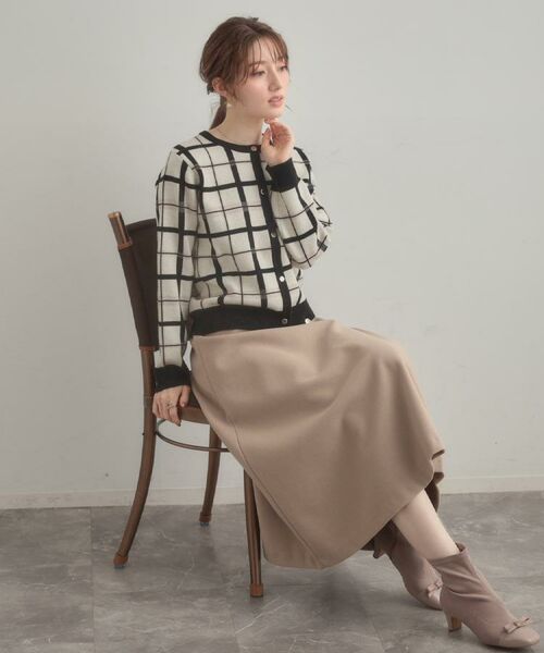 Couture Brooch / クチュールブローチ カーディガン・ボレロ | 【大人可愛い・通勤】チェックジャカード ニットカーディガン | 詳細8