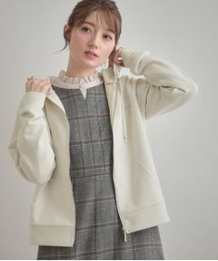 Couture Brooch / クチュールブローチ パーカー | 【マシンウォッシャブル・UVケア・大人可愛い】リボン刺繍ダンボールZIPフーディ