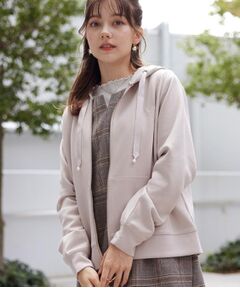 Couture Brooch / クチュールブローチ パーカー | 【マシンウォッシャブル・UVケア・大人可愛い】リボン刺繍ダンボールZIPフーディ