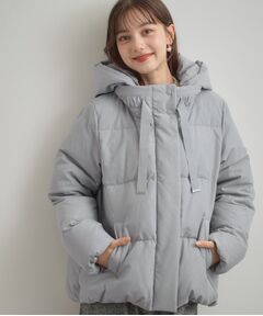 新品☆L☆Couture Brooch フード付きジャケット(グレージュ) 大人可愛い・フード取り外し可能】フードファー ハーフ丈コート