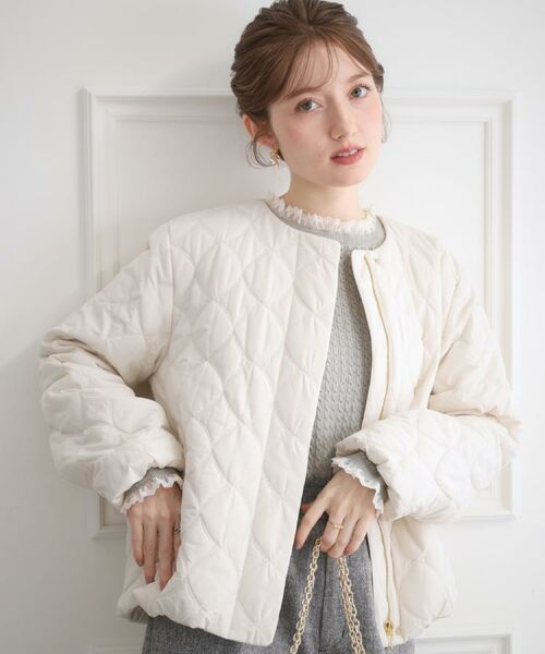 Couture Brooch / クチュールブローチ レザーブルゾン・ジャケット | 【撥水・大人可愛い】リボンキルティングジャケット | 詳細7