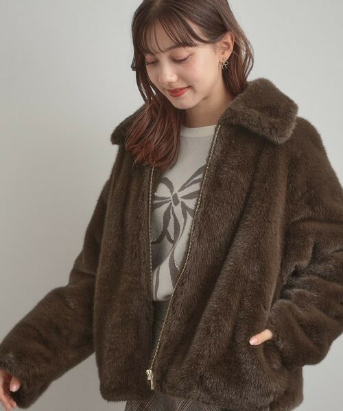 Couture Brooch / クチュールブローチ レザーブルゾン・ジャケット | 【ふわふわ・上品】ミンクフェイクファーアウター | 詳細15