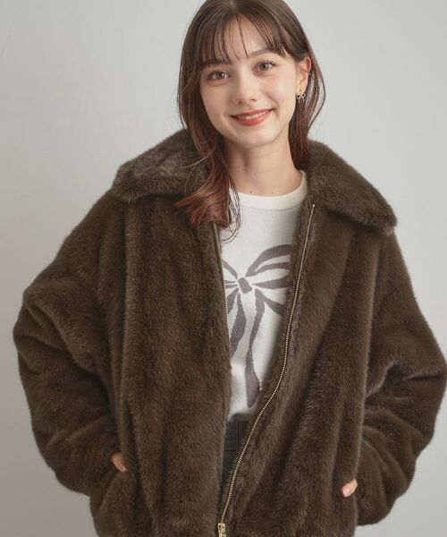 Couture Brooch / クチュールブローチ レザーブルゾン・ジャケット | 【ふわふわ・上品】ミンクフェイクファーアウター | 詳細17