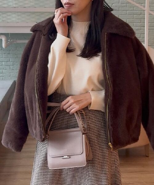 Couture Brooch / クチュールブローチ レザーブルゾン・ジャケット | 【ふわふわ・上品】ミンクフェイクファーアウター | 詳細24