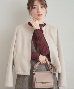 Couture Brooch / クチュールブローチ レザーブルゾン・ジャケット | 【通勤・大人上品】スエード調ダンボール ノーカラージャケット