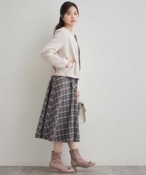 Couture Brooch / クチュールブローチ レザーブルゾン・ジャケット | 【通勤・大人上品】スエード調ダンボール ノーカラージャケット | 詳細10