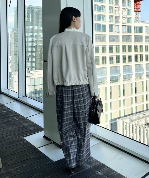 Couture Brooch / クチュールブローチ レザーブルゾン・ジャケット | 【通勤・大人上品】スエード調ダンボール ノーカラージャケット | 詳細15