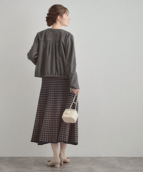 Couture Brooch / クチュールブローチ レザーブルゾン・ジャケット | 【通勤・大人上品】スエード調ダンボール ノーカラージャケット | 詳細19