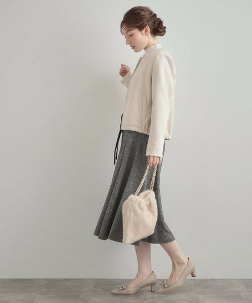 Couture Brooch / クチュールブローチ レザーブルゾン・ジャケット | 【通勤・大人上品】スエード調ダンボール ノーカラージャケット | 詳細2