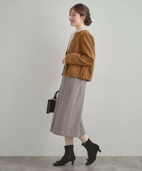 Couture Brooch / クチュールブローチ レザーブルゾン・ジャケット | 【通勤・大人上品】スエード調ダンボール ノーカラージャケット | 詳細28