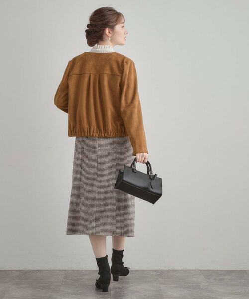 Couture Brooch / クチュールブローチ レザーブルゾン・ジャケット | 【通勤・大人上品】スエード調ダンボール ノーカラージャケット | 詳細29