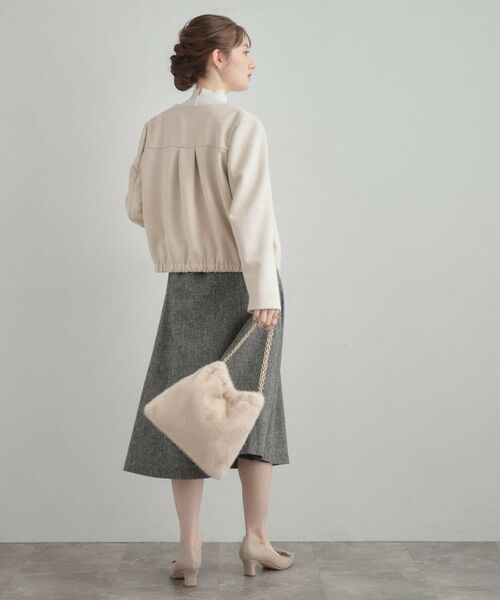 Couture Brooch / クチュールブローチ レザーブルゾン・ジャケット | 【通勤・大人上品】スエード調ダンボール ノーカラージャケット | 詳細3