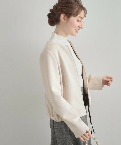 Couture Brooch / クチュールブローチ レザーブルゾン・ジャケット | 【通勤・大人上品】スエード調ダンボール ノーカラージャケット | 詳細6