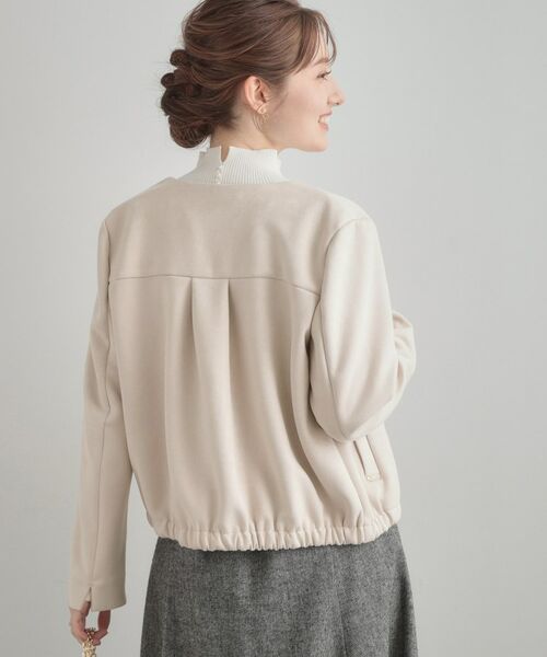 Couture Brooch / クチュールブローチ レザーブルゾン・ジャケット | 【通勤・大人上品】スエード調ダンボール ノーカラージャケット | 詳細7
