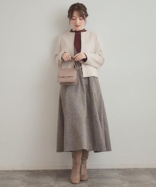 Couture Brooch / クチュールブローチ レザーブルゾン・ジャケット | 【通勤・大人上品】スエード調ダンボール ノーカラージャケット | 詳細8