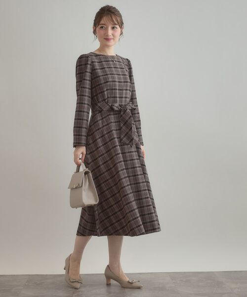 Couture Brooch / クチュールブローチ ロング・マキシ丈ワンピース | 【大人可愛い・微起毛】先染めチェック柄フィット&フレアワンピース | 詳細15