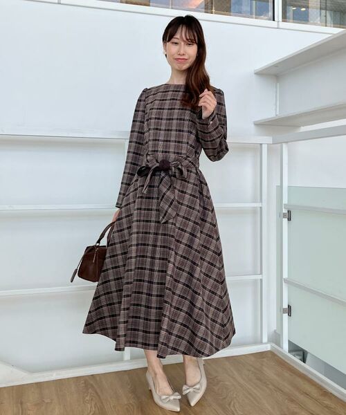 Couture Brooch / クチュールブローチ ロング・マキシ丈ワンピース | 【大人可愛い・微起毛】先染めチェック柄フィット&フレアワンピース | 詳細22