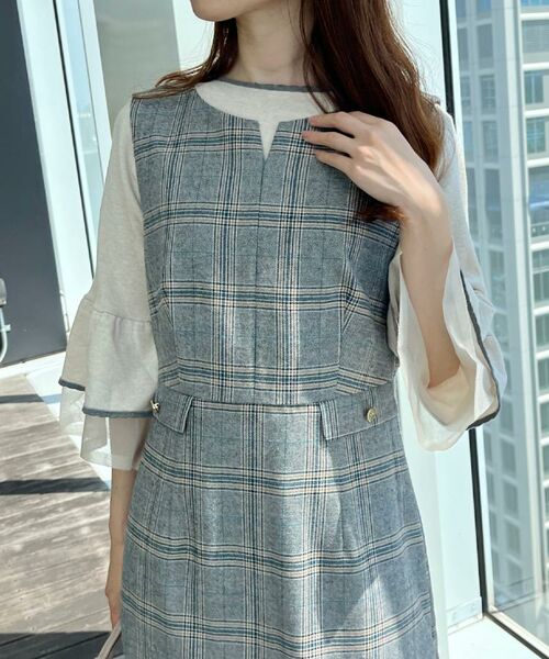 Couture Brooch / クチュールブローチ ロング・マキシ丈ワンピース | 【美シルエット・大人可愛い・通勤】TRチェックジャンスカ | 詳細10