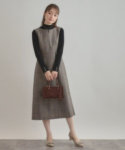 Couture Brooch / クチュールブローチ ロング・マキシ丈ワンピース | 【美シルエット・大人可愛い・通勤】TRチェックジャンスカ | 詳細11