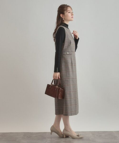 Couture Brooch / クチュールブローチ ロング・マキシ丈ワンピース | 【美シルエット・大人可愛い・通勤】TRチェックジャンスカ | 詳細12