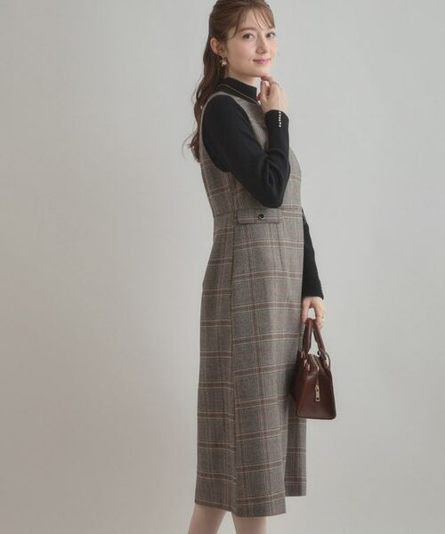 Couture Brooch / クチュールブローチ ロング・マキシ丈ワンピース | 【美シルエット・大人可愛い・通勤】TRチェックジャンスカ | 詳細15