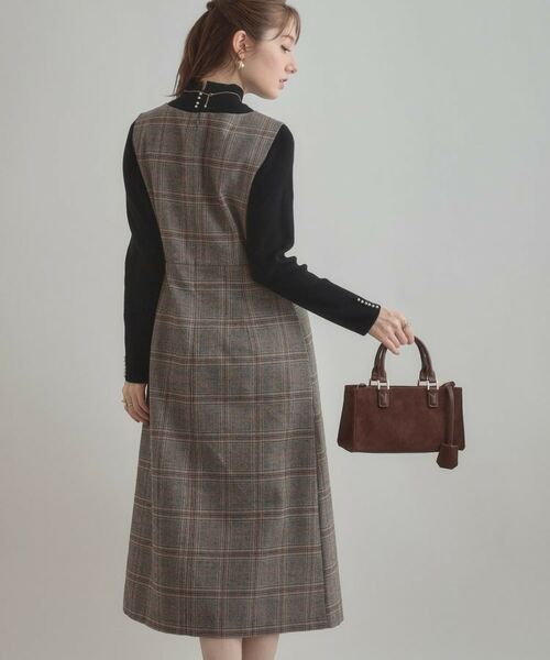 Couture Brooch / クチュールブローチ ロング・マキシ丈ワンピース | 【美シルエット・大人可愛い・通勤】TRチェックジャンスカ | 詳細16