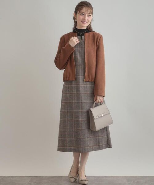 Couture Brooch / クチュールブローチ ロング・マキシ丈ワンピース | 【美シルエット・大人可愛い・通勤】TRチェックジャンスカ | 詳細17