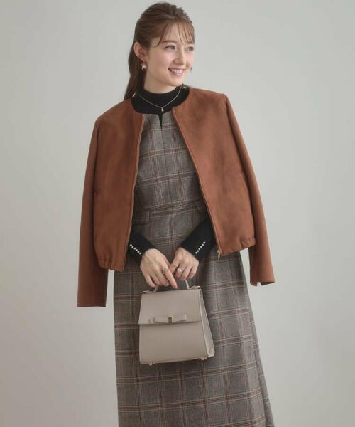 Couture Brooch / クチュールブローチ ロング・マキシ丈ワンピース | 【美シルエット・大人可愛い・通勤】TRチェックジャンスカ | 詳細18