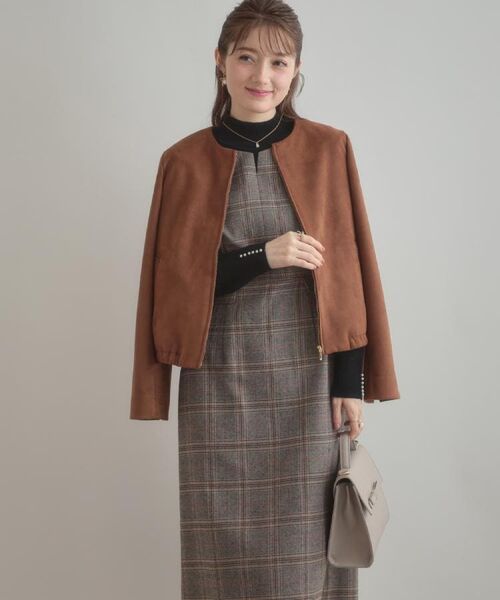 Couture Brooch / クチュールブローチ ロング・マキシ丈ワンピース | 【美シルエット・大人可愛い・通勤】TRチェックジャンスカ | 詳細19